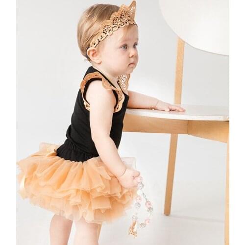 Summer New 0-24M Baby Girls Solid Color Sleeveless Fashion Wing Triangle Romper Net Yarn Short Hakama Sets with Headwear