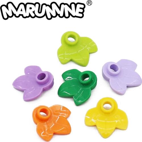 Marumine 32607 Plant Plate Round 1 x 1 With 3 Leaves MOC Building Blocks Constructor Classic Modeling Parts Educational Toys