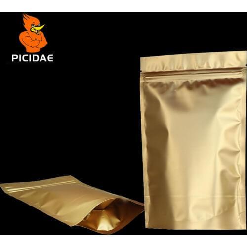 Matte gold coffee Snack chocolate nut candy Cookie nut Dog Bird fish food Packaging Bag ziplock Wide bottom foil zipper Stand