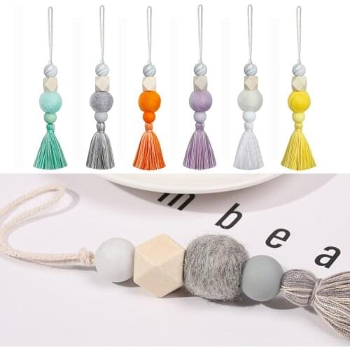 Fashion Tassel Natural Wood Beads Door Handle Hanging Pendant Car Hanging Drop Hanging Ornaments Wall Decorations