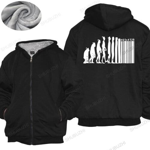 Mens winter cotton warm coat loose tops Human Evolution Banksy Mankind Monkey Barcode Capitalism Anarchy hooded unisex hoodie