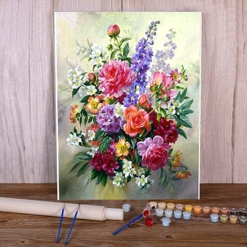 Flower Vase DIY Paint By Numbers Set Oil Paints 50*70 Canvas Painting Handmade For Handicraft