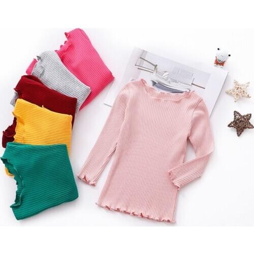 New Autumn Baby Girls Long Sleeve Solid T-shirt Kids Soft Cotton Tops Tees Casual Blouse