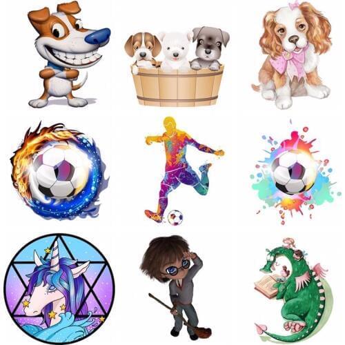 Pulaqi New Iron On Cartoon Dog Animal Patches Heat Thermal Transfer Stickers For Man T-shirt Clothes Garment Accessories H