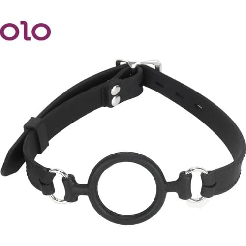 OLO Mouth Gag Harness Silicone Oral Fixation Ball For Married Couples Bondage Strap Muzzle Ring Black Sex Toys Products