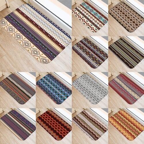 1pcs 40*60cm Retro Striped Pattern Anti-Slip Suede Carpet Door Mat Doormat Outdoor Kitchen Living Room Floor Mat Rug 48283