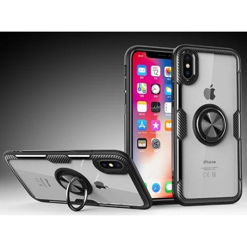 For iPhone XS Max XR 8 7 6 s Plus X 11 Case Transparent Silicone Slim Phone Protective shell Bracket Stand Anti fall Ring Cover
