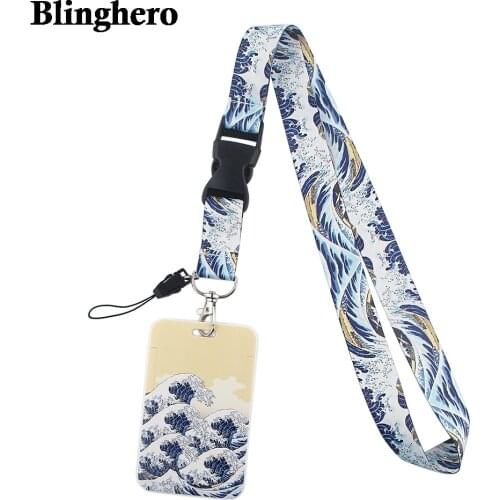 CB342 Wave Lanyard Neck Strap Art Oil Painting Lanyards Bus ID Name Work Card Badge Holder Accessories Decoration