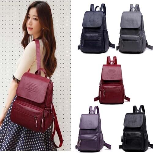 Women Backpack PU Leather Large Capacity Zipper Casual Travel Hiking Shoulder Rucksack Daypack Tote Bags for Ladies and Girls