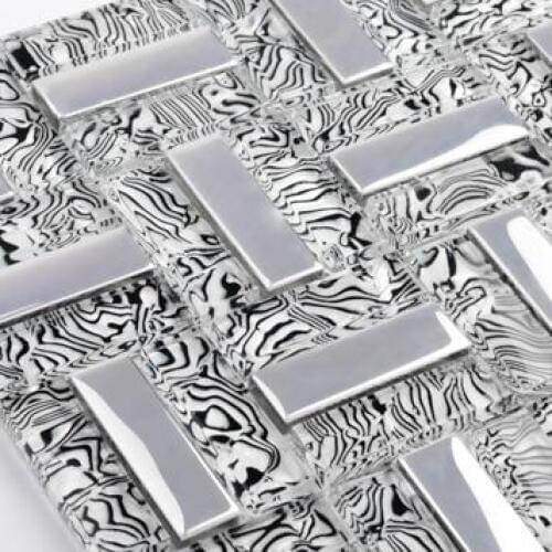 Silver strip crystal glass mosaic tiles EHGM1051C for kitchen backsplash bathroom shower dining room wall mosaic free shipping