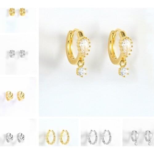 CANNER 925 Sterling Silver Earrings Round Circle Micro-inlaid Zircon Huggies Delicate Jewel Pendientes mujer Earrings For Women