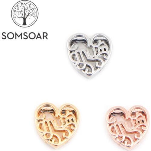 Somsoar Jewelry Love Mum Slide Charms fit 10mm Stainless steel Mesh Bracelet accessories as Mothers Day Gift 10pcs/lot