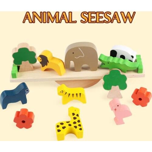 Montessori Animal Seesaw Building Blocks Toys For Kids Wooden Balance Wood Baby Game Assembling Educational Children Toys Gift