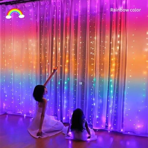 USB LED Curtain Lights 8 Lighting Modes Multicolor Window Curtain String Lights 3x2.8m Home Party Chritmas Indoor Outdoor Decor