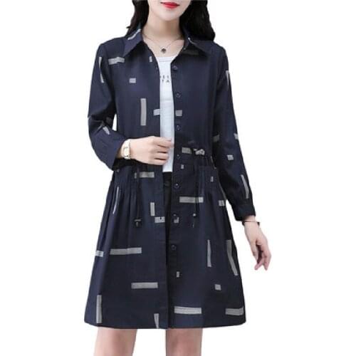 Oversized High-End Atmosphere Mid-Length Trench Coat Womens 2021 Spring Fashion Casual All-Match Windbreaker Overcoat Female 5XL