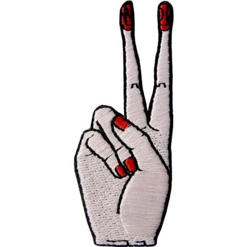 Embird Embroidered Patches for Jeans Victory Sign Ladies' Hand Leg Symbol Funny Biker Ceo-Friendly Handmade 3D Badge