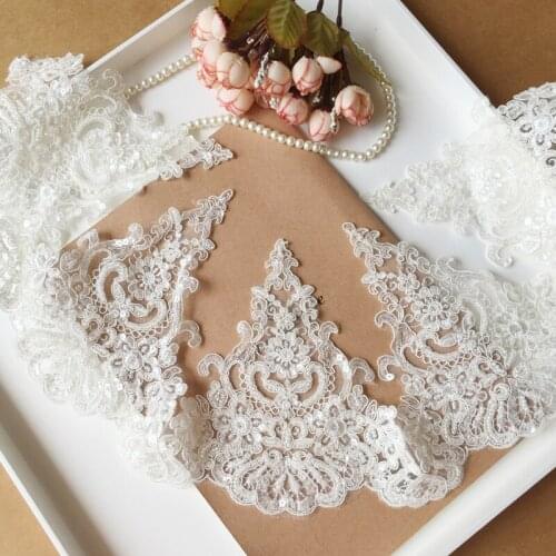 High-quality Rayon Luxury Beaded Car Bone Lace High-definition Wedding Head Off-white