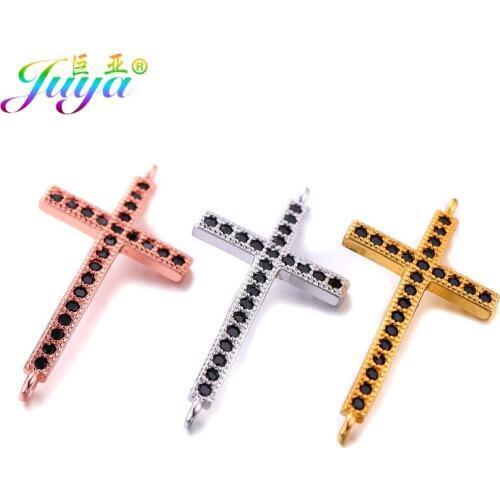 Juya Christian Jewelry Findings 2 Loops Cross Infinity Connectors Accessories For Women Men Bracelets Necklace Earrings Making