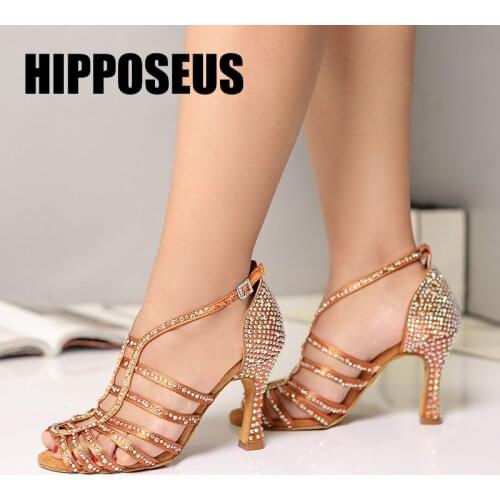 New Hipposeus Girls Latin Dance-Shoes Women Ballroom Salsa Tango Modern Dancing Shoes Ladies Soft Sole Dance Shoes Professional