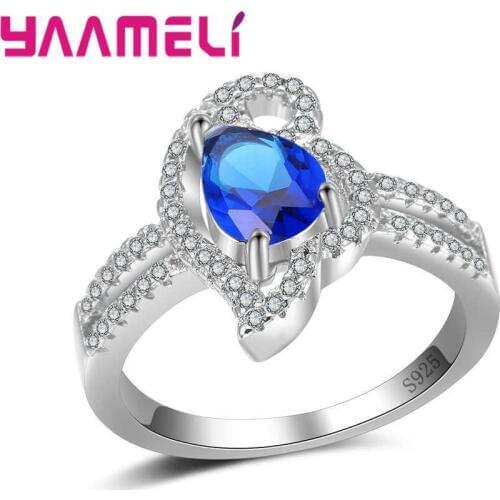 Fashion Design Water Drop CZ Women Fashion Rings 925 Sterling Silver Cubic Zirconia Rings For Mothers Best Gift