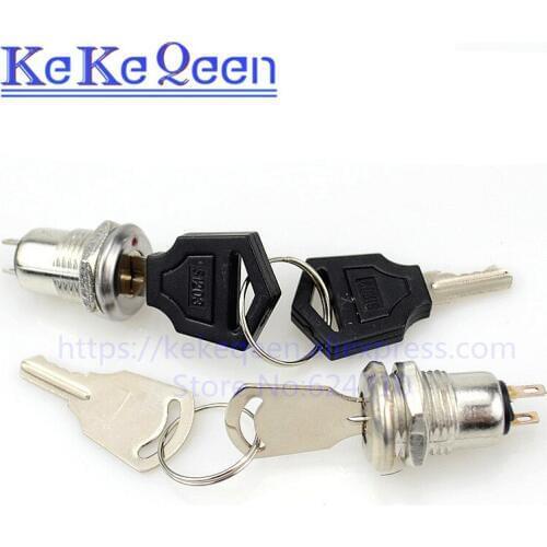 10PCS/LOT 12MM Key Switch ON/OFF Lock Switch KS-02 KS02 Electronic Key Switch with Keys Phone Lock Security Power Switch