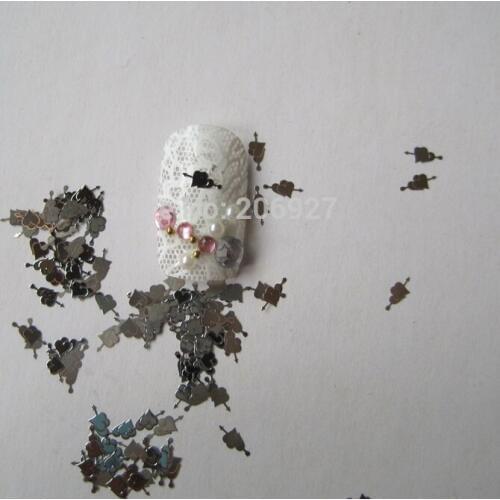 MS15-1 100pcs Silver Cute Heart Nail Art Metal Sticker Nail Art Decoration Non-adhesive Sticker