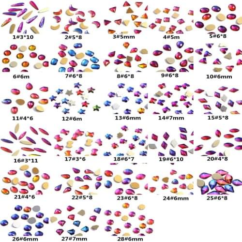 20pcs 3D Nail Art Decoration Nail Jewelry K9 Purple Pink Nail Rhinestone Strass Nail Art Moon Star Flower Butterfly Manicure