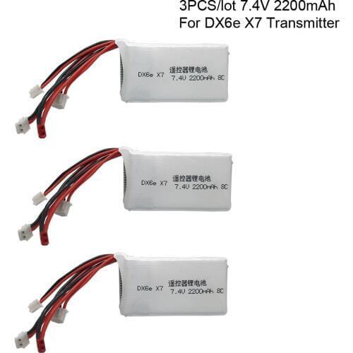 3PCS battery for Taranis Q X7 Transmitter Remote Controller accessory 7.4V 2S 2200mAh 8C high capacity Lipo Battery for RC model