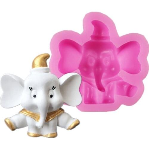 3D Cute Elephant Silicone Fondant Mold Cake Decoration Epoxy Resin Fondant Chocolate Mold DIY Clay Aroma Gypsum Molds Car Decor