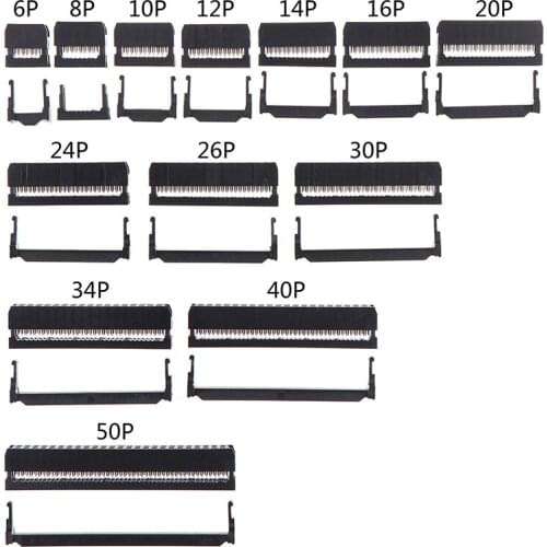 6/8/10/12/14-50Pin IDC Socket Pin Dual Row Pitch 2.54mm IDC Connector 6-50 Pin Cable Socket Plug Ribbon Cable Connector 10set