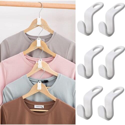 6pcs Connect Hooks Hanger Wardrobe Closet Connect Hooks Garment Rack Hook Extension Rails Home Living Storage