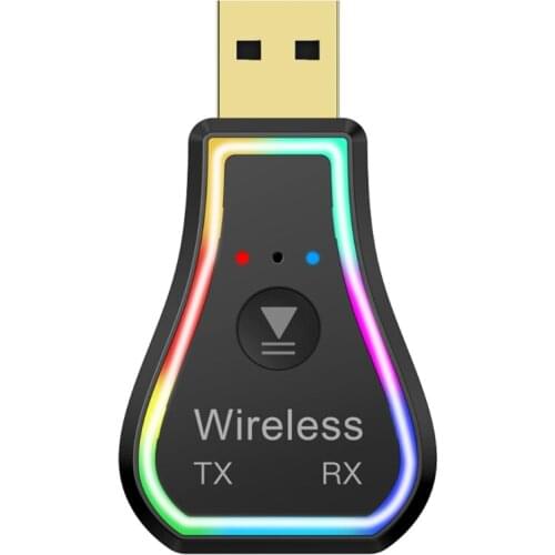 28EA M11 Bluetooth-compatible 5.0 Transmitter Receiver Adapter Wireless Audio Adapter USB Power With Colorful Lights Car