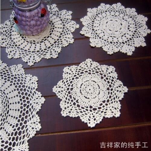 Free shipping tradition Chinese lace flowers fabric doilies Handmade hook disc plate for dinning tableware pot holder swastika