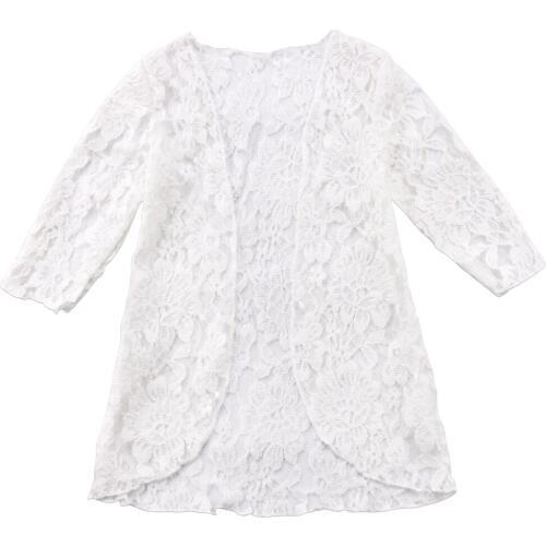 2018 new Fashion Kids Baby Girls Lace Floral Sunscreen Rashguard summer kid long sleeve white lace long coat cardigan Outerwear