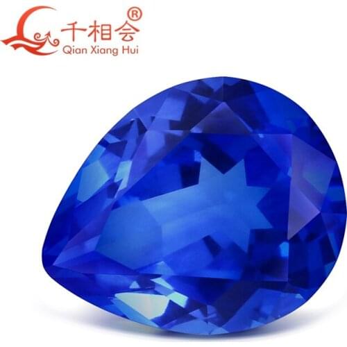 Artificial Cobalt Spinel blue color Pear Shape 10x12mm 4.77ct Natural cut gem stone for jewelry making