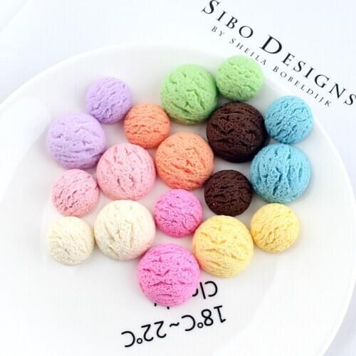 Kawaii Food Round Bread Resin Cabochon Embellishments Scrapbooking Hair clip Charms DIY Girl Bow Center Decor Patch 20pcs 19mm