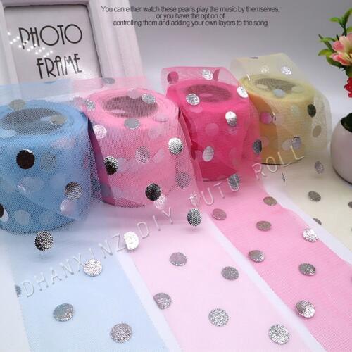 6cm 25Y Circle Glitter Tulle Ribbon Mesh Roll Tulle DIY Craft Bowknot Tutu Skirt Girl Baby Shower Birthday Party Wedding Supply