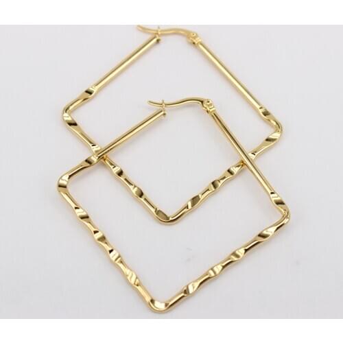 3mm flat wire exaggeration stainless steel earrings 55mm 63mm 73mm generous simple fashion Europe and America QZ10