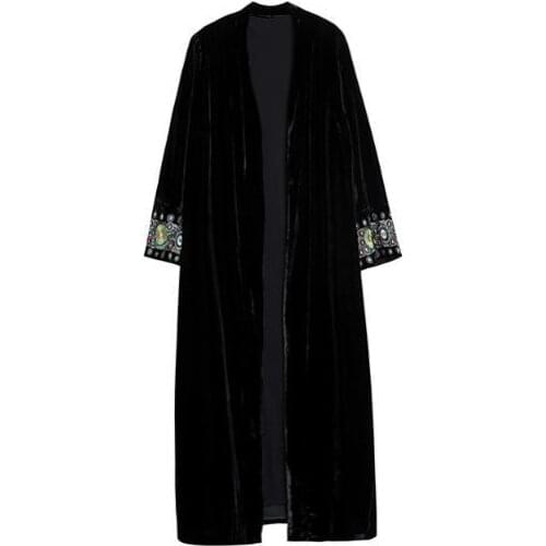 2021 Womens Spring Autumn Coat Jacket Embroidery Long Sleeve Casual Warm Windbreaker Female Costume Long Portable Outwear