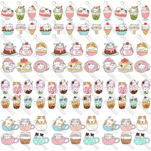 1-1/2" Cute Ice Cream Cat Printed Custom Cartoon Design Ribbons for DIY Crafts Hair Bow Lanyard/Satin /Grosgrain Ribbon CA287