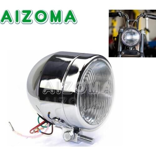 12V 60W Motorcycle Retro Chrome Head Light Headlight Lamp For Kawasaki Yamaha CRF150 XRF250 Cafe Racer XJR400 Dirt Bike