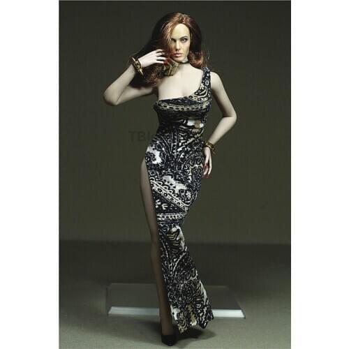 Custom Made 1/6 Scale Single shoulder Split skirt Dress Wild wind Female Soldier Clothing for 12in Action figure Toy Collections