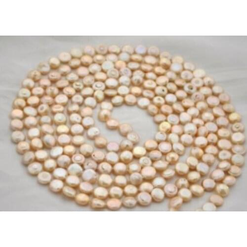 New Beautiful 12-13 mm Coin Pink Pearl Necklace Super Long 100"
