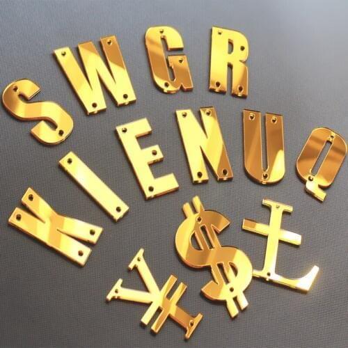 NEW Arrive DIY Accessories acrylic English letters for necklaces with rivet holes can be mounted Tyrant gold double-sided