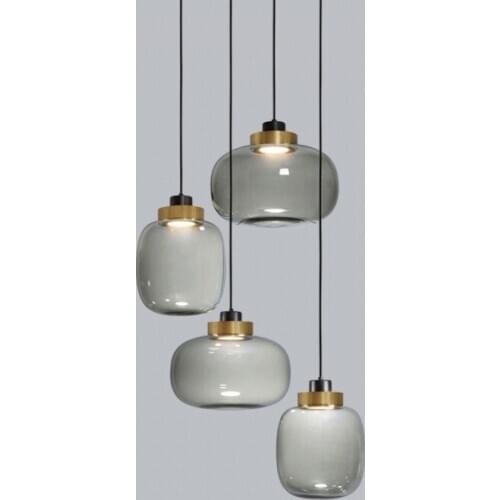 Dinning Hanging Lamp Nordic Loft Industrial Smoke Gray Glass Pendant Lights Home Decor for Living Room Modern Led Light MJ1014