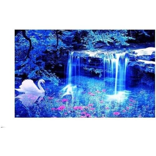 Custom any size Fantasy foggy forest waterfall scenery curtain large window for living room bedroom half-blackout drapes sets