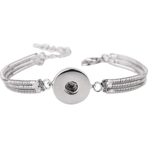 Silver Plated Snaps Jewelry 6PCs/lot 18mm Interchangeable Snaps Bracelet DIY Bridal Bracelet 2 Sizes For Women Girls Snake Chain