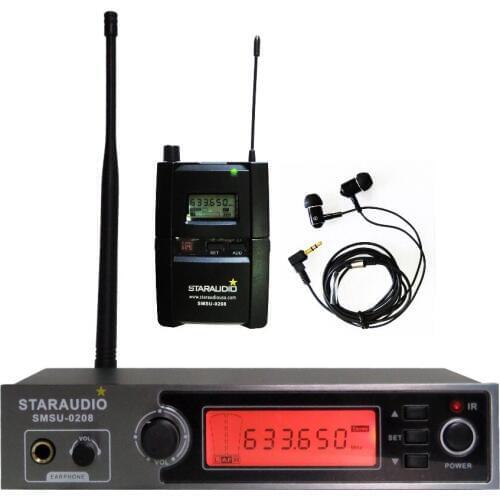 Staraudio Brand New Pro Wireless bodypack In-Ear Stereo monitor system Stage Audio UHF IR SMSU-0208
