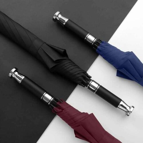 Luxury Automatic Long Handle Business Golf Umbrella Fiber Sraight Umbrella Paraguas Can Be Customized Logo