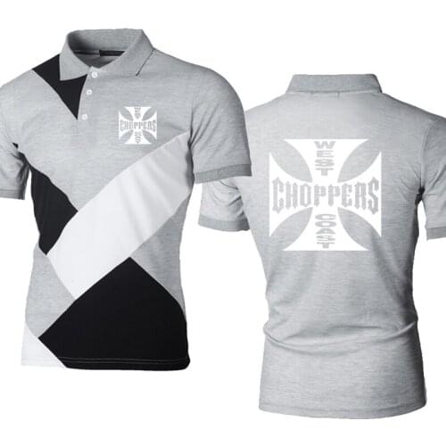 Fashion Trend Mens short sleeve West Coast choppers Summer Casual Splicing POLO shirt High Quality Cotton Mens short sleeve